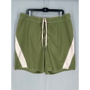 Vintage Swim Trunks Mens 38 Board Shorts Olive Green Beach Surf Summer Y2K 90s